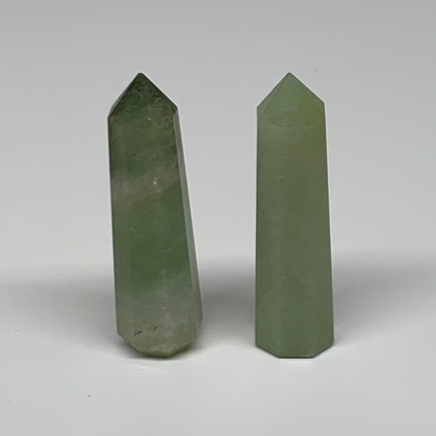 70.4g, 2.5"-2.6", 2pcs, Green Aventurine Tower Obelisk Point Crystal @India,B315