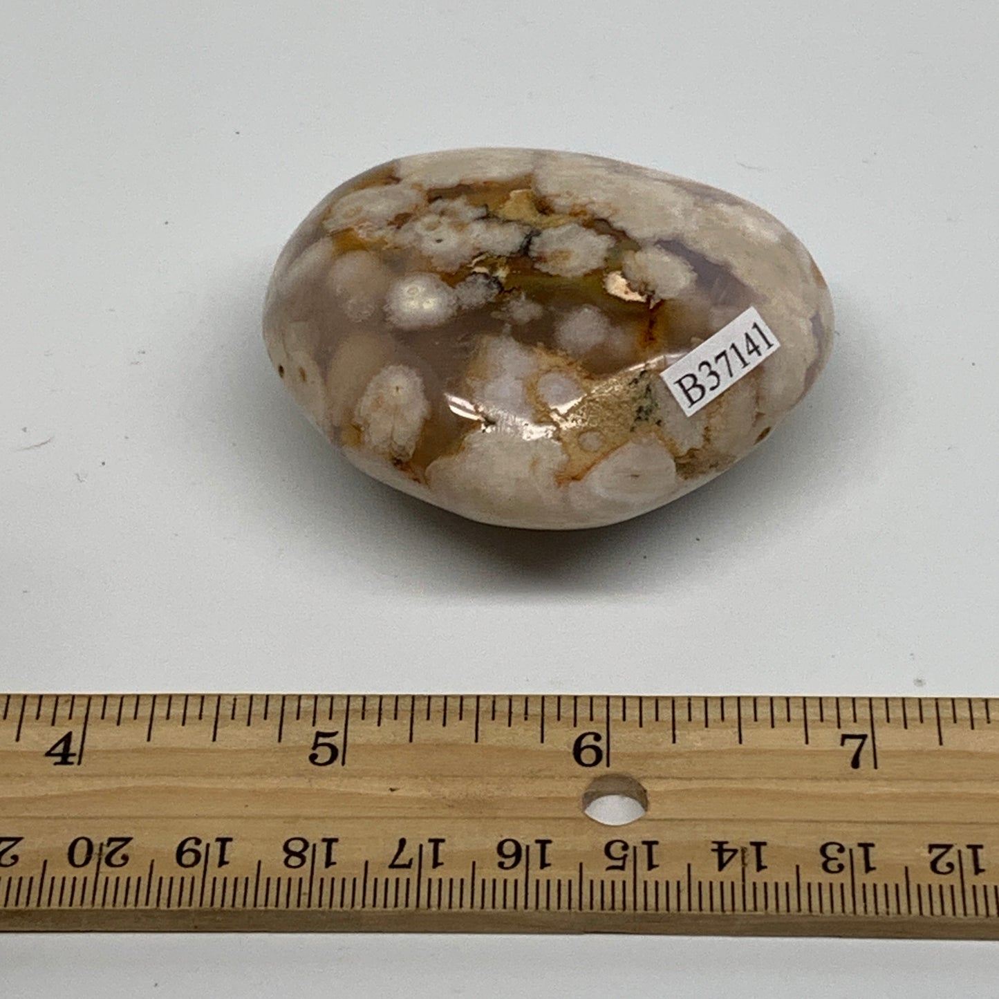 0.25 lbs, 2.1"x2.4"x1.1", Cherry Blossom Flower Agate Heart Crystal, B37141