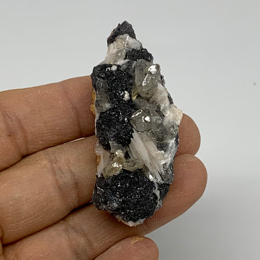 63.8g, 2.3"x1"x0.9", Barite With Cerussite on Galena Mineral Specimen, B33536