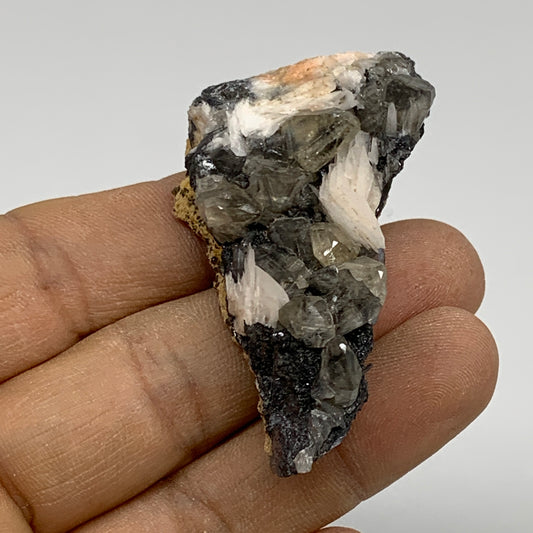 68.9g, 2.4"x1"x0.8", Barite With Cerussite on Galena Mineral Specimen, B33544