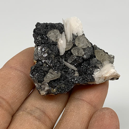 61.1g, 1.6"x1.4"x0.9", Barite With Cerussite on Galena Mineral Specimen, B33545