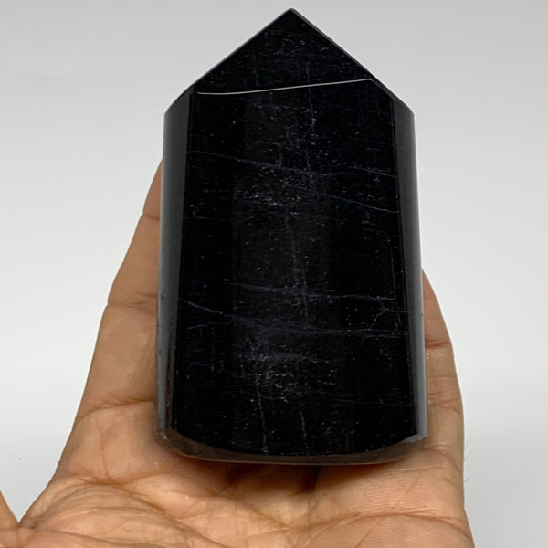284.7g, 3.1"x2"x1.2" Black Tourmaline Tower Obelisk Point Crystal, B31567