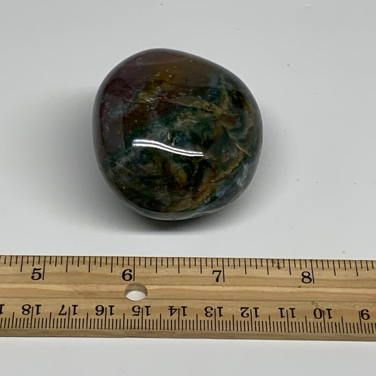 158.1g, 2.3"x2"x1.5" Natural Ocean Jasper Palm-Stone Orbicular Jasper, B30744