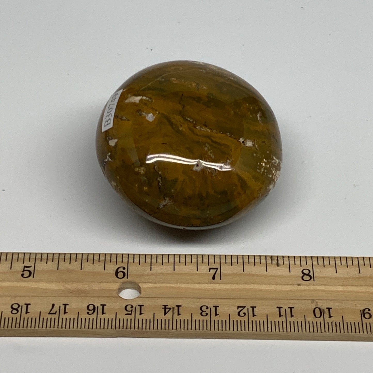 139.3g, 2.1"x2.1"x1.3" Natural Ocean Jasper Palm-Stone Orbicular Jasper, B30749
