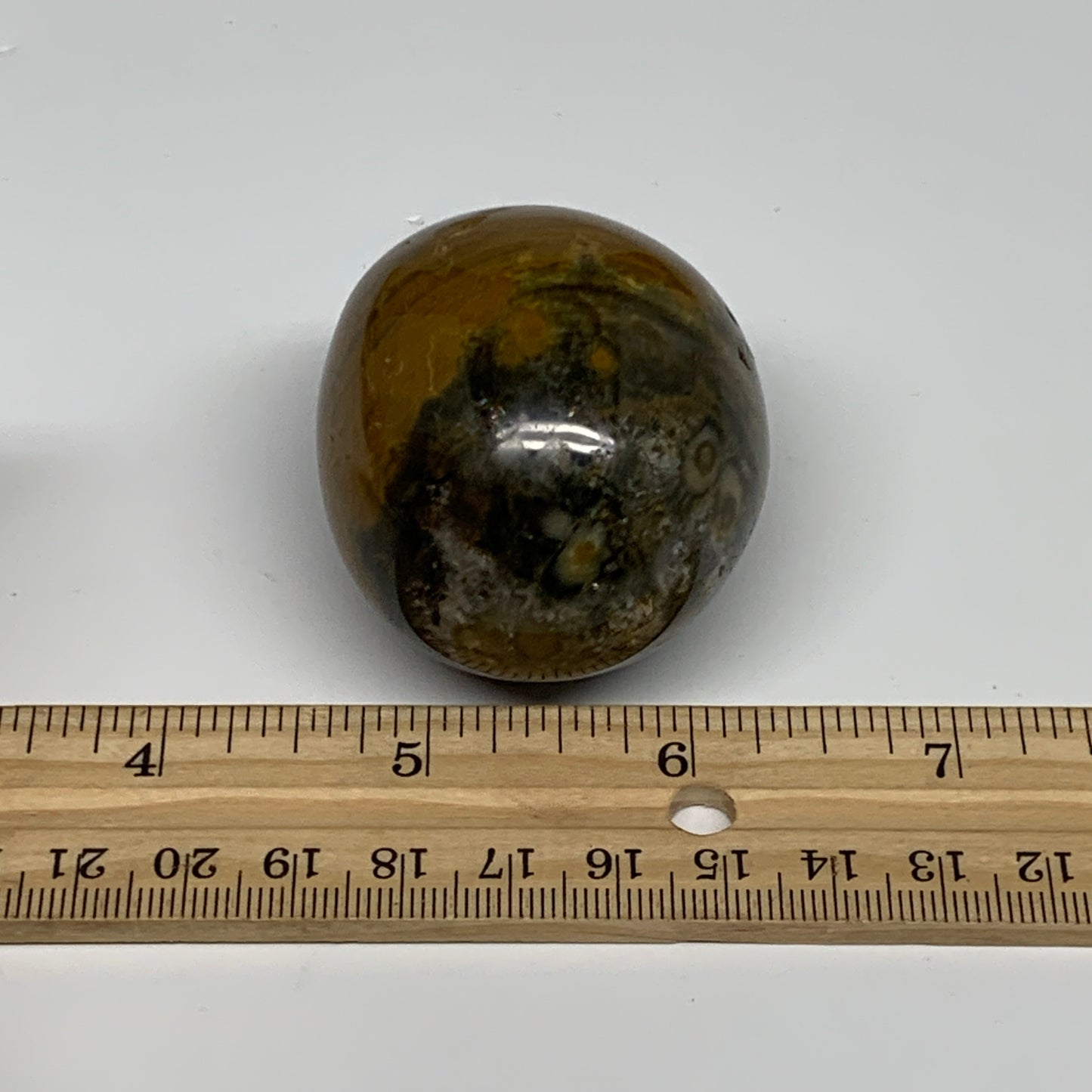 125.1g, 2"x1.7"x1.5" Natural Ocean Jasper Palm-Stone Orbicular Jasper, B30826
