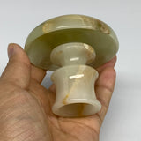 189g, 2.6"x1.4"x2.9", Natural Green Onyx Candle Holder Gemstone Carved, B32222