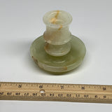 189g, 2.6"x1.4"x2.9", Natural Green Onyx Candle Holder Gemstone Carved, B32222