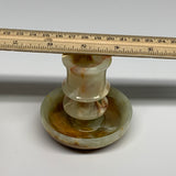 209g, 2.7"x1.4"x2.9", Natural Green Onyx Candle Holder Gemstone Carved, B32225