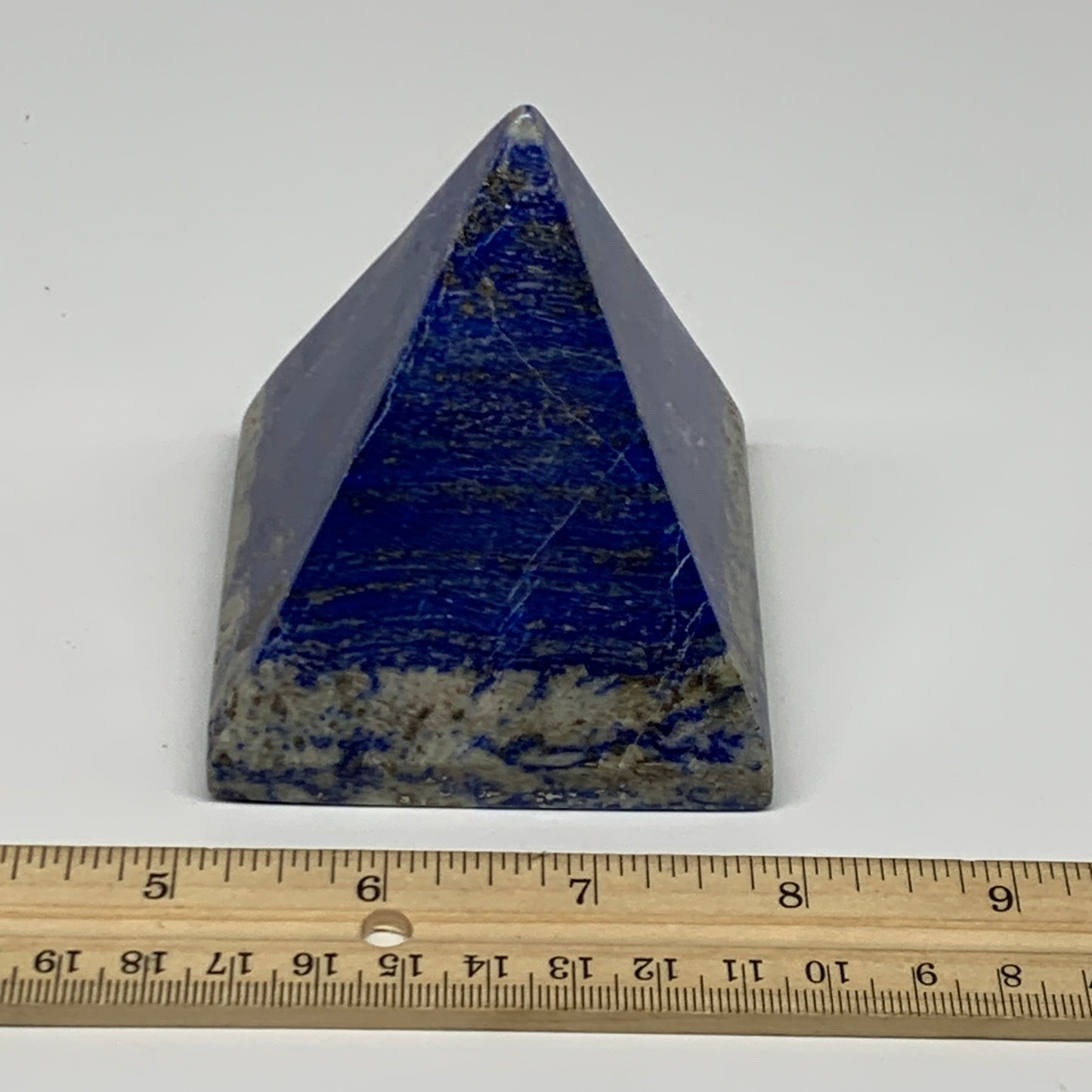 1.1 lbs, 3.1"x2.8"x2.8",Lapis Lazuli Pyramid Crystal Gemstone @Afghanistan,B2778