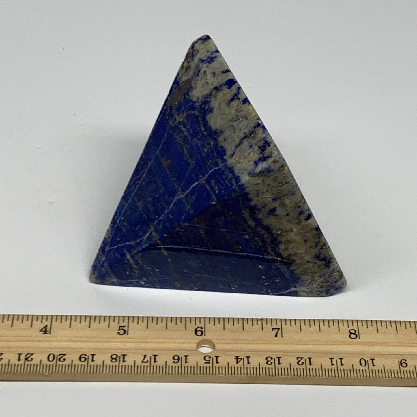 1.1 lbs, 3.1"x2.8"x2.8",Lapis Lazuli Pyramid Crystal Gemstone @Afghanistan,B2778