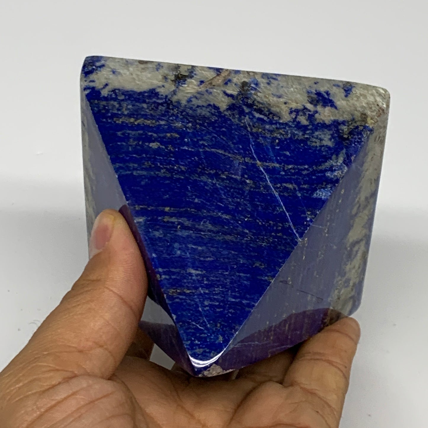 1.25 lbs, 3"x3"x3.1",Lapis Lazuli Pyramid Crystal Gemstone @Afghanistan,B27791