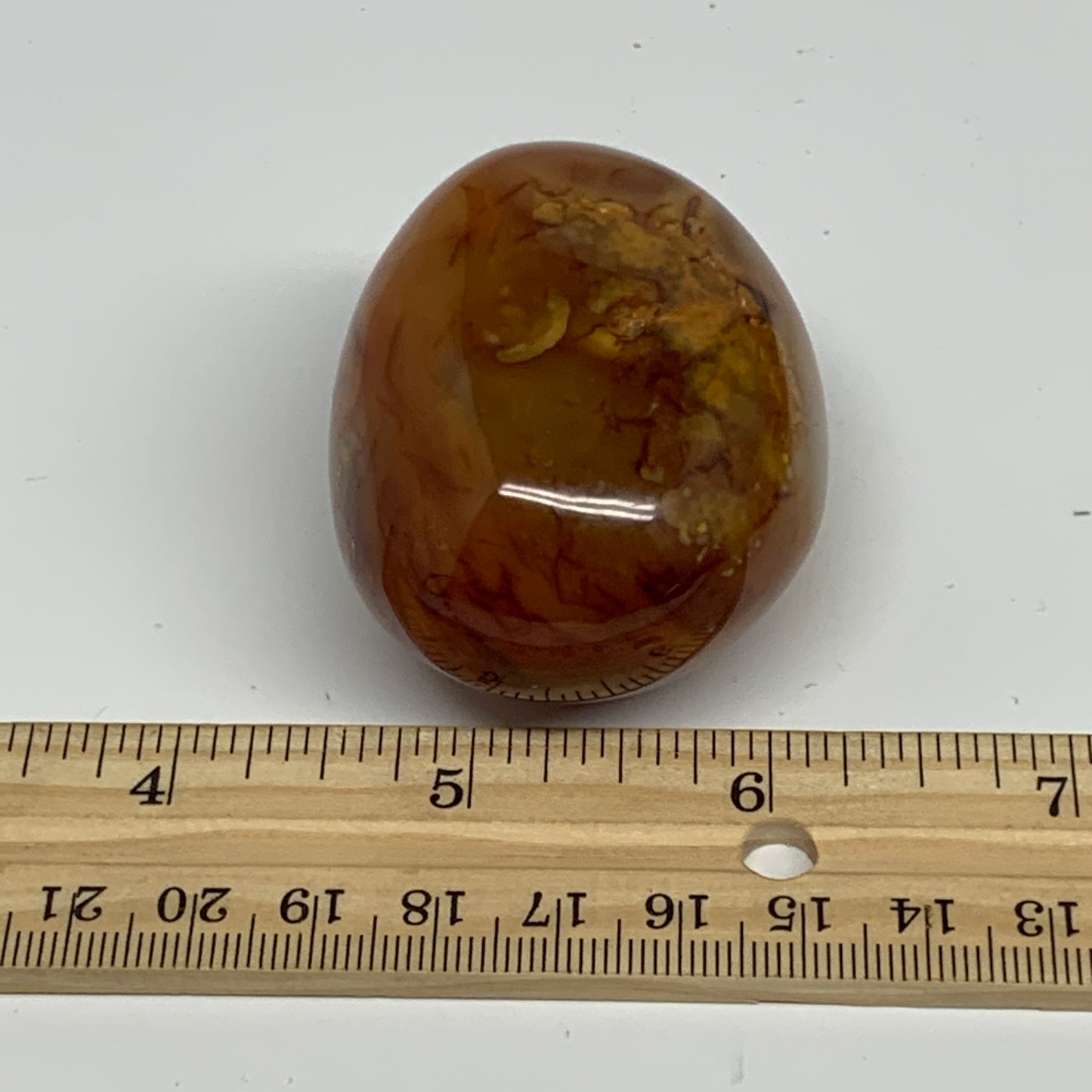 118.7g,2.2"x1.7"x1.4", Red Carnelian Palm-Stone Gem Crystal Polished, B28583