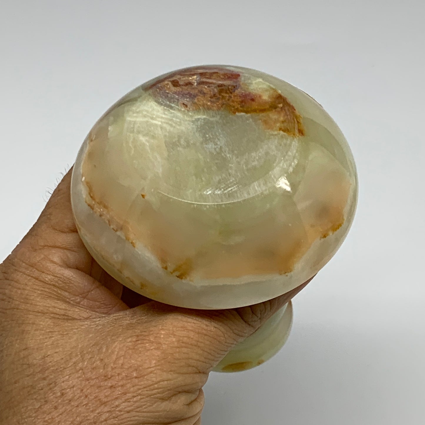 281g, 3.3"x1.5"x2.9", Natural Green Onyx Candle Holder Gemstone Carved, B32246