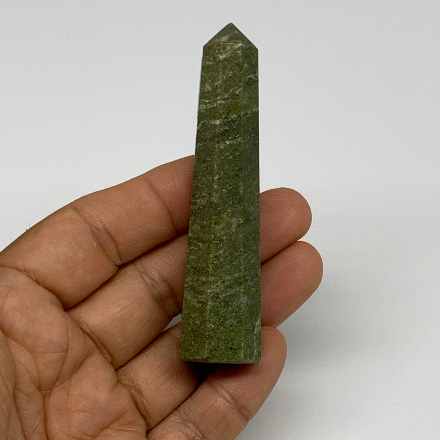 52.9g, 3.2"x0.7",  Natural Vasonite Tower Point Crystal from India, B29327