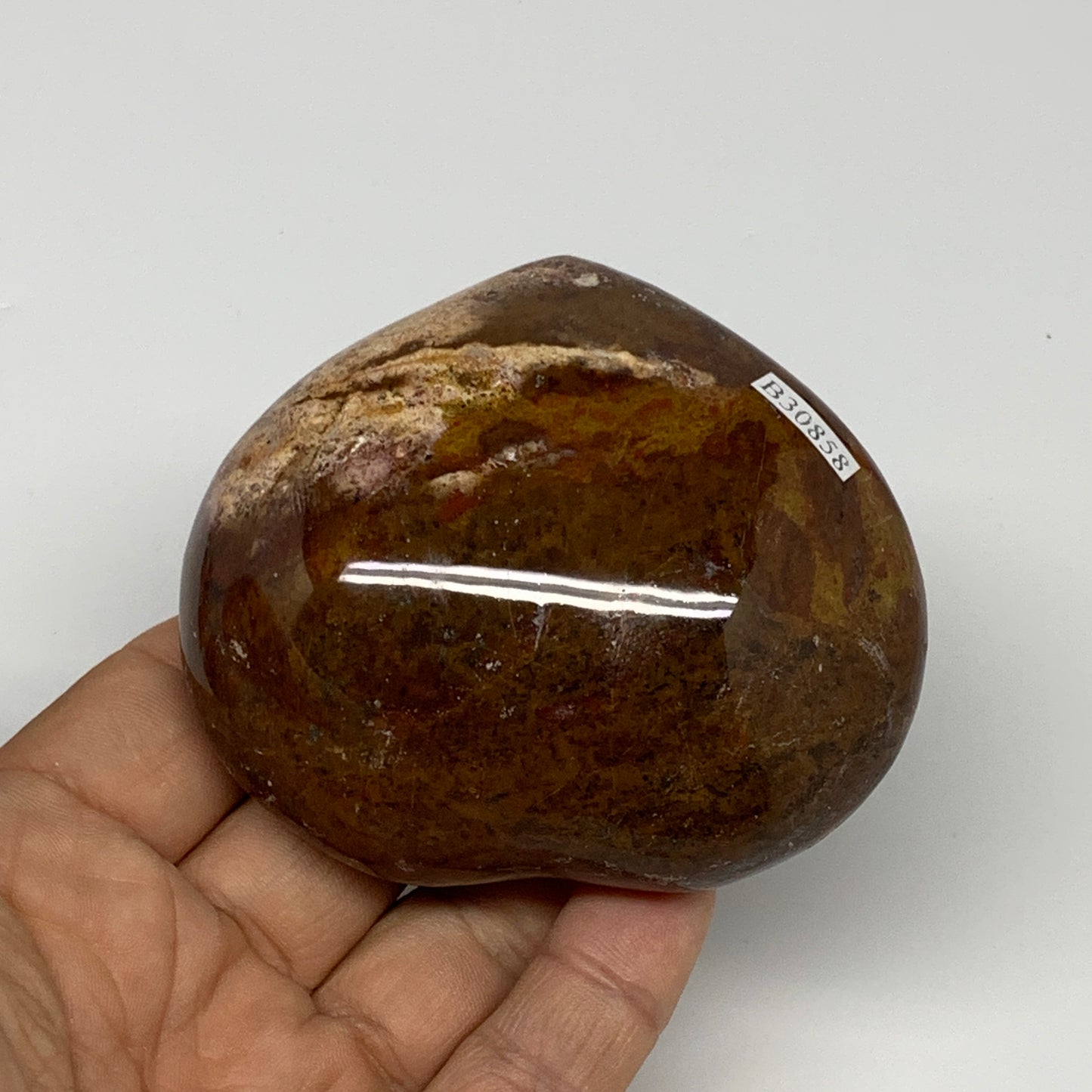 0.49 lbs, 2.7"x3"x1.3" Ocean Jasper Heart Polished Healing Crystal, B30858