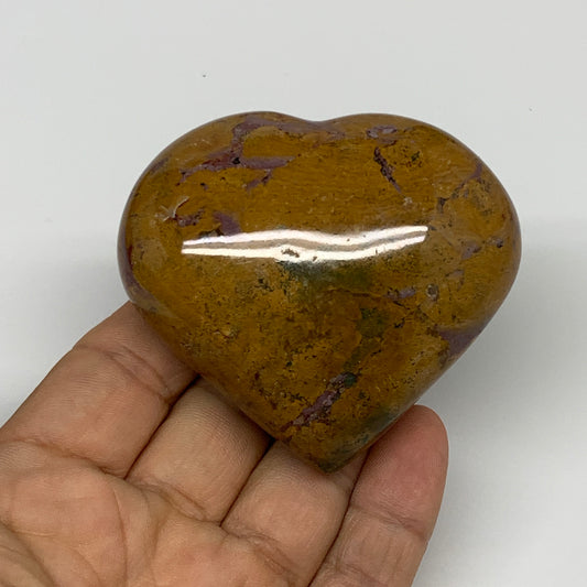 0.35 lbs, 2.3"x2.6"x1.2" Ocean Jasper Heart Polished Healing Crystal, B30926