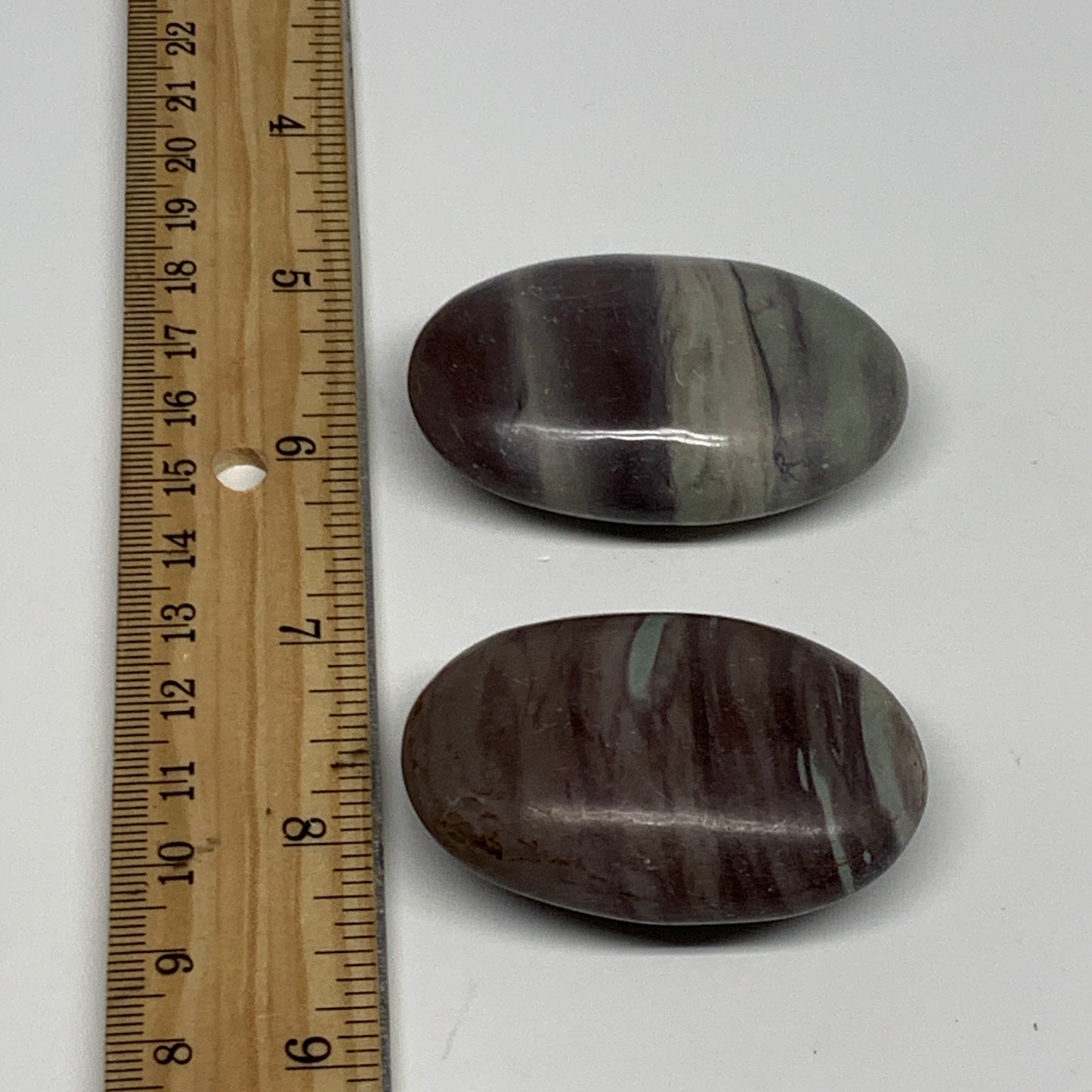 102.7g, 2"- 2.1", 2pcs, Narmada Shiva Lingam Palm-Stone Polished, B29408