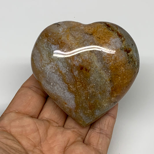 0.56 lbs, 2.8"x2.8"x1.5" Ocean Jasper Heart Polished Healing Crystal, B30922