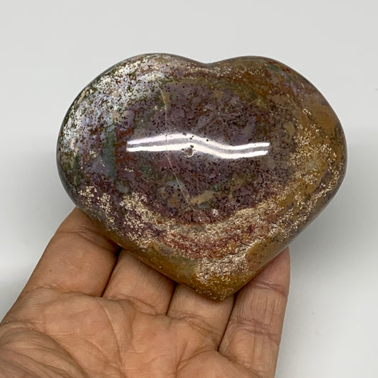0.55 lbs, 2.8"x3.3"x1.4" Ocean Jasper Heart Polished Healing Crystal, B30920