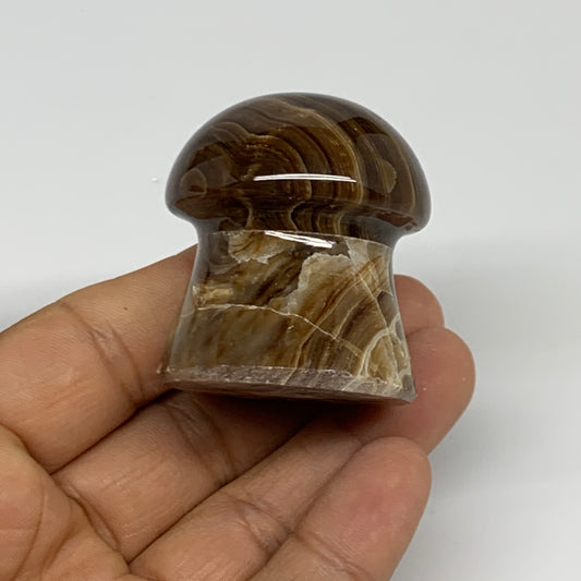 88.6g, 1.7"x1.4", Chocolate Calcite Mushroom 2 Pieces bonded @Pakistan, B31703