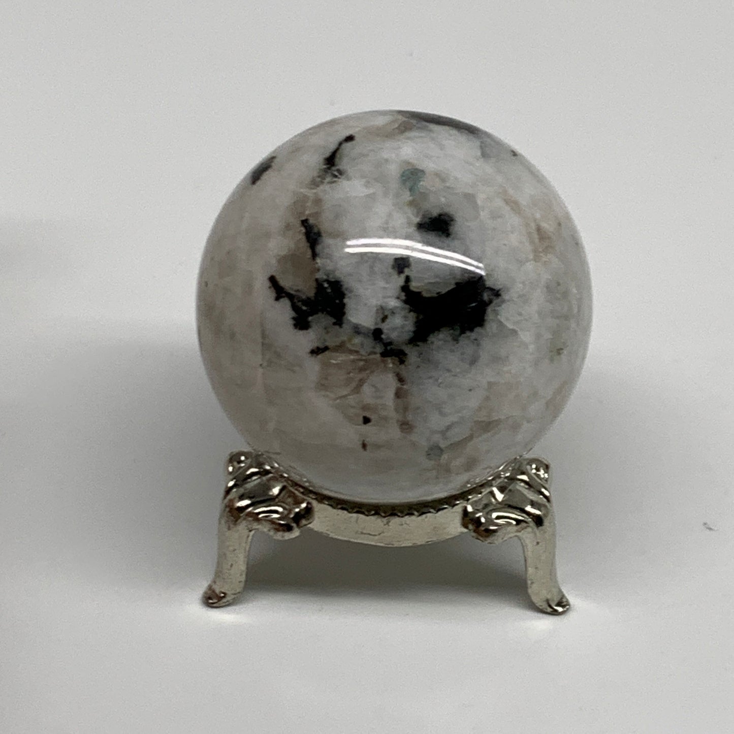 113.2g, 1.7"(43mm), Natural Rainbow Moonstone Sphere Ball Gemstone, B35145