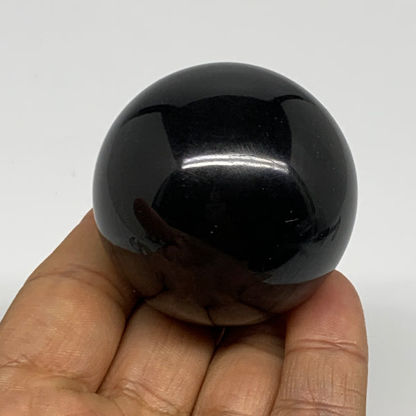 161g, 1.9"(47mm), Natural Black Jasper Sphere Ball Gemstone @India, B27906