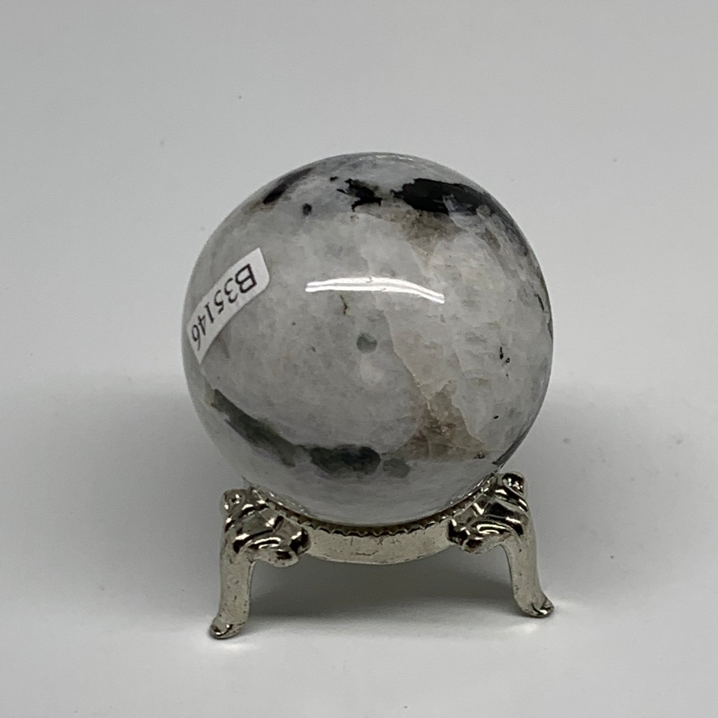 118.5g, 1.7"(43mm), Natural Rainbow Moonstone Sphere Ball Gemstone, B35146