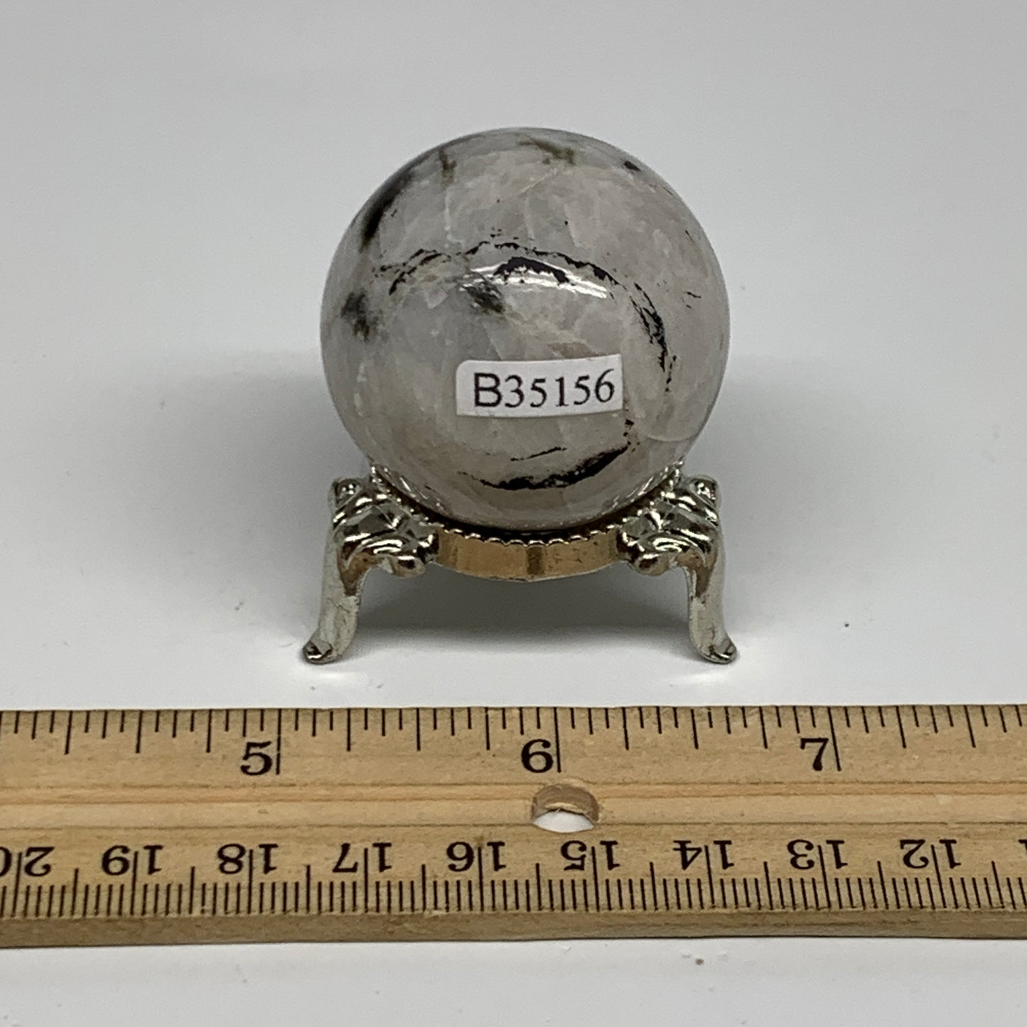 73.2g, 1.5"(38mm), Natural Rainbow Moonstone Sphere Ball Gemstone, B35156