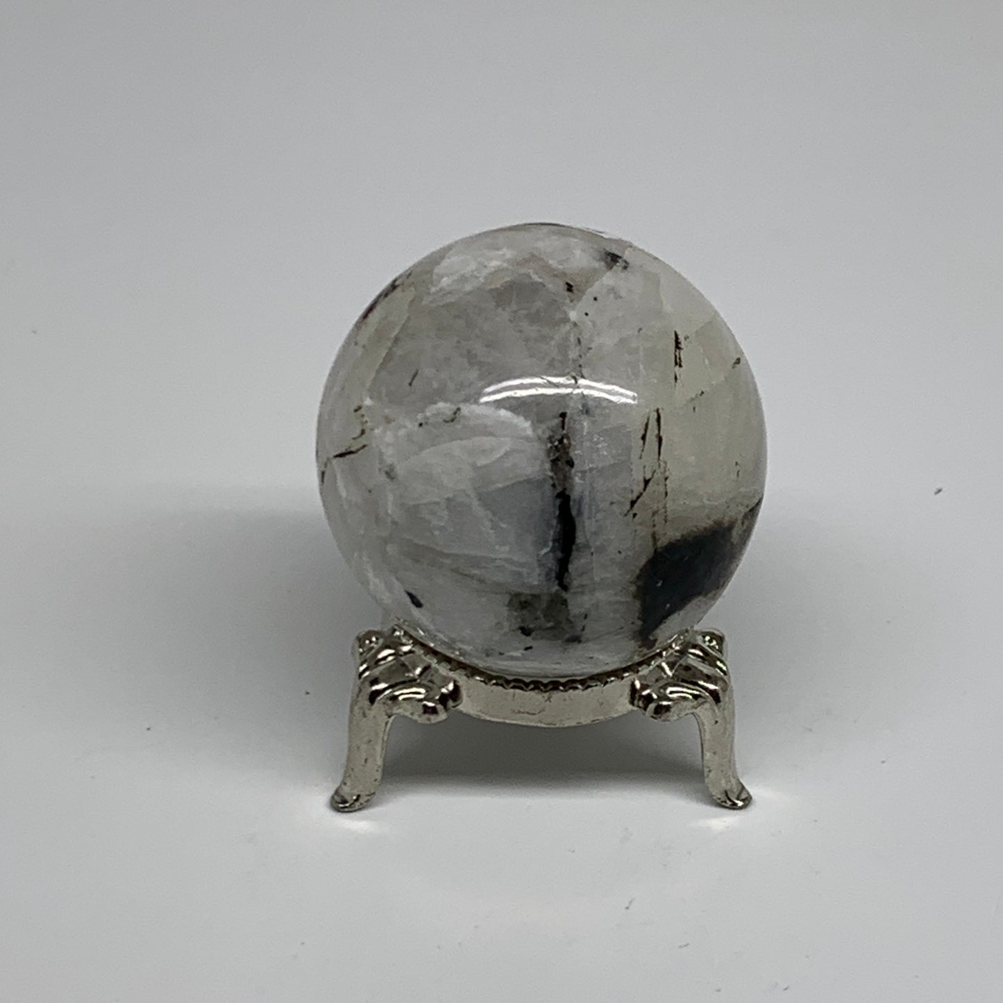 109.9g, 1.7"(43mm), Natural Rainbow Moonstone Sphere Ball Gemstone, B35159