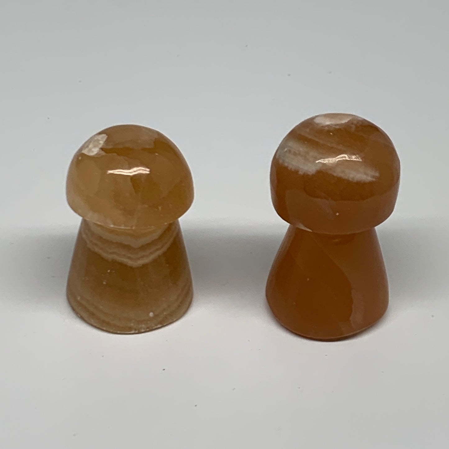 129.2g, 1.8"-2", 2pcs, Natural Honey Calcite Mushroom Gemstone @Pakistan, B31728