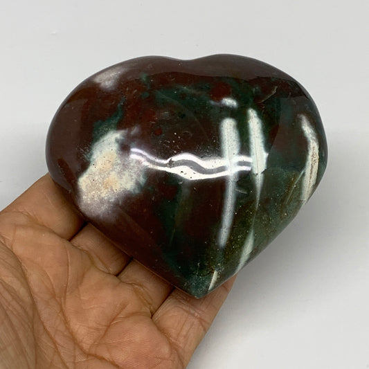 0.70 lbs, 3.1"x3.4"x1.5" Ocean Jasper Heart Polished Healing Crystal, B30883