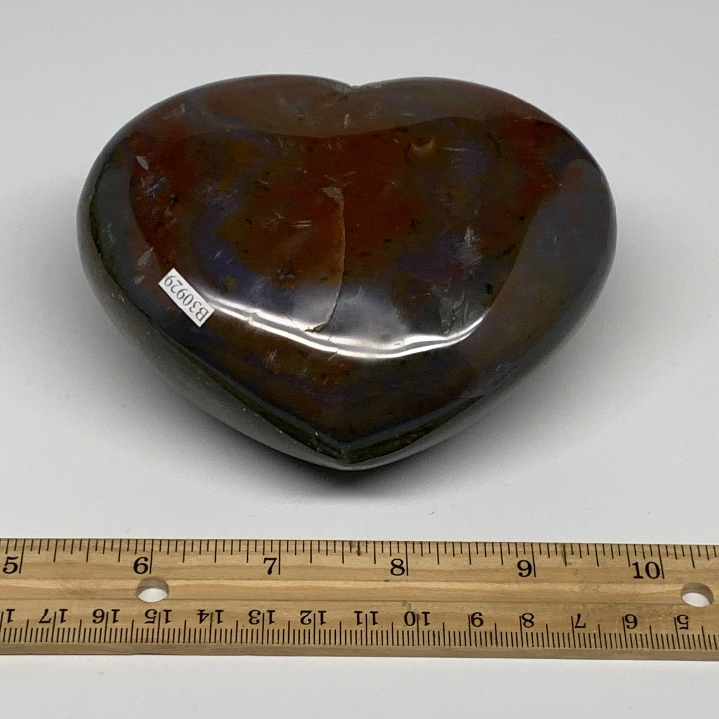 1.75 lbs, 3.8"x3.5"x2.1" Ocean Jasper Heart Polished Healing Crystal, B30929