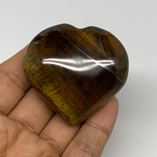 82.4g,2"x2.1"x0.8", Tiger's Eye Heart Polished Healing Crystal @India, B27936