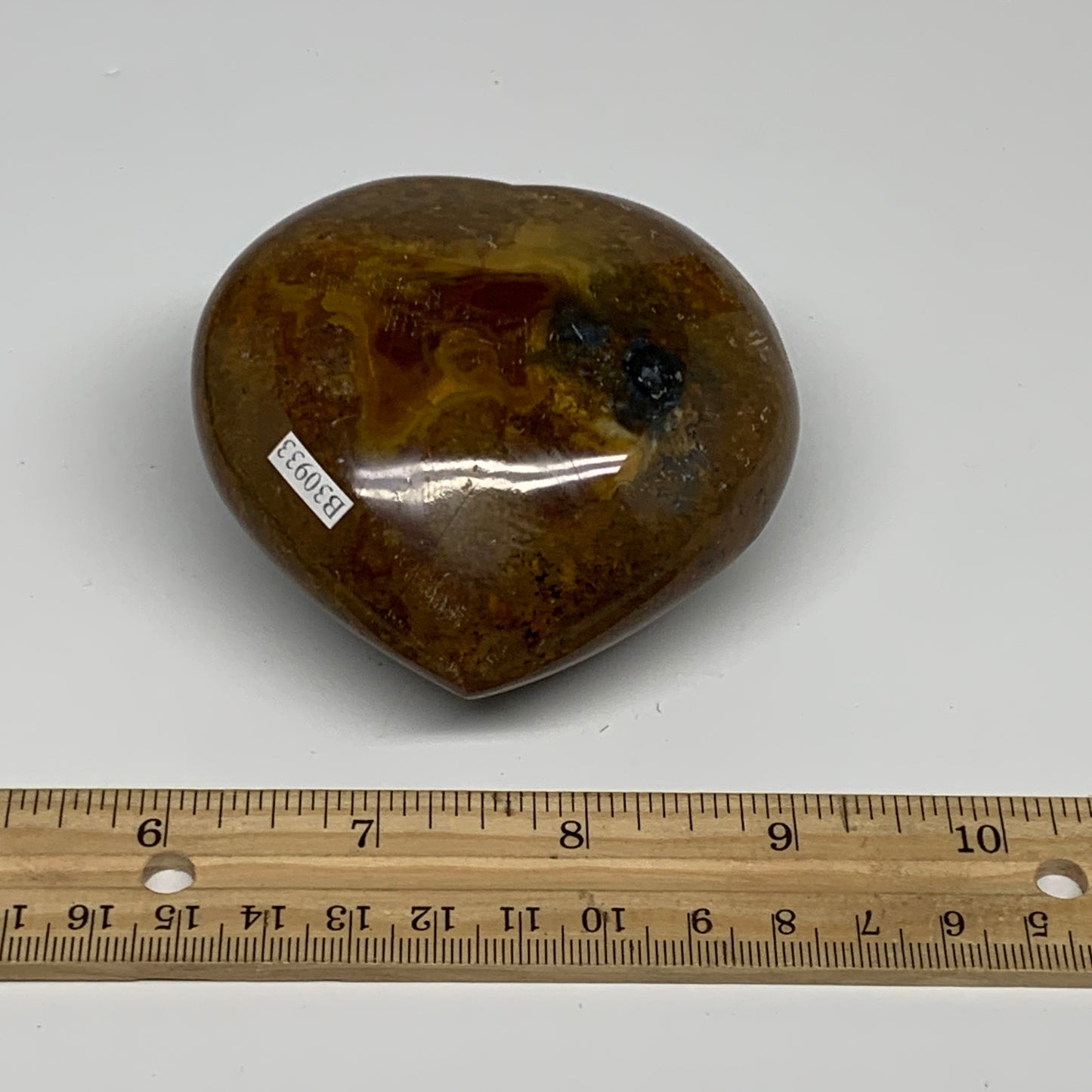 0.7 lbs, 3"x3.1"x1.6" Ocean Jasper Heart Polished Healing Crystal, B30933