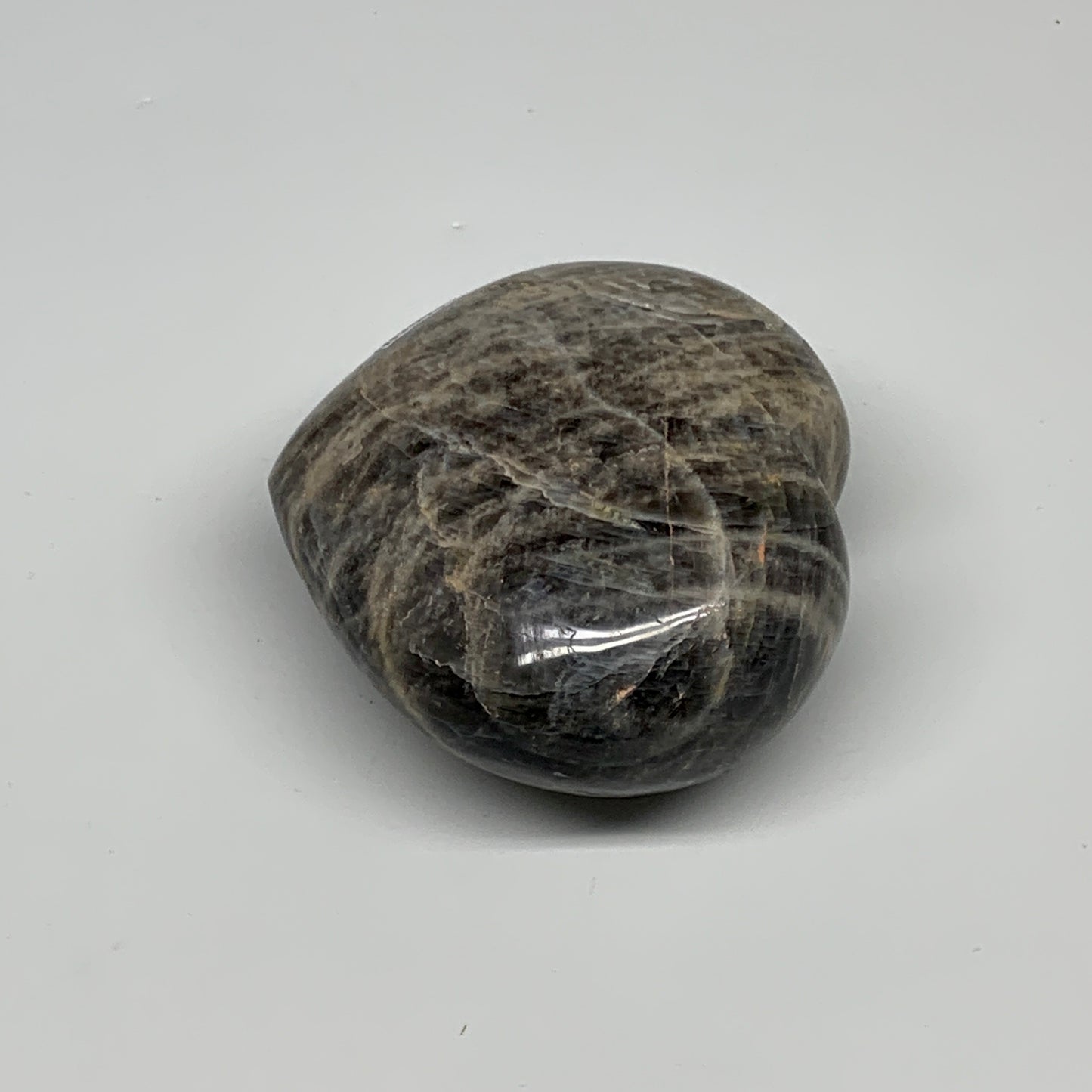 0.78 lbs, 2.9"x3.3"x1.7", Black Moonstone Heart Polished Crystal Home Decor, B30