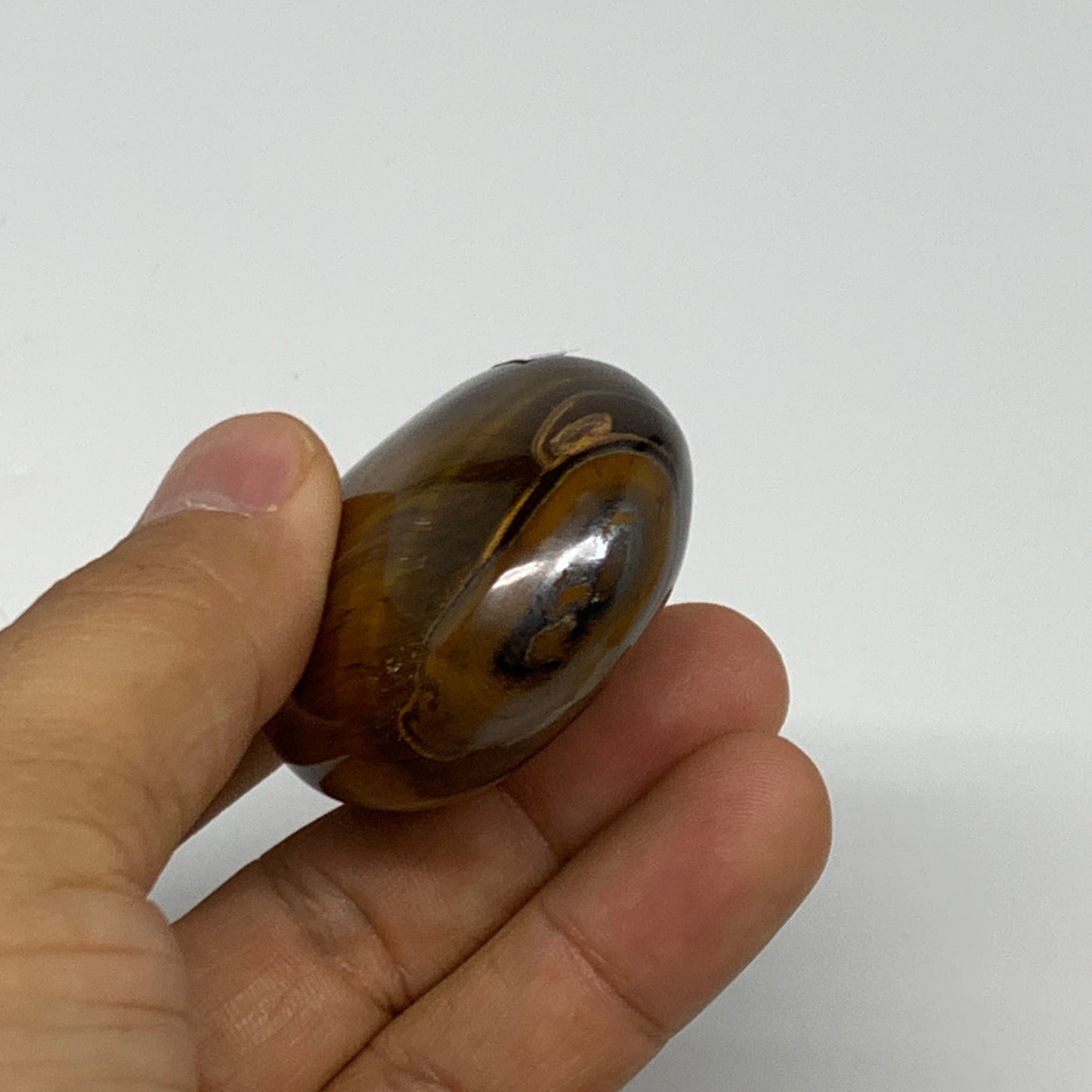 77.7g, 2.1"x1.6"x0.9", Natural Tiger's Eye Palm-Stone Gemstone @India, B27954
