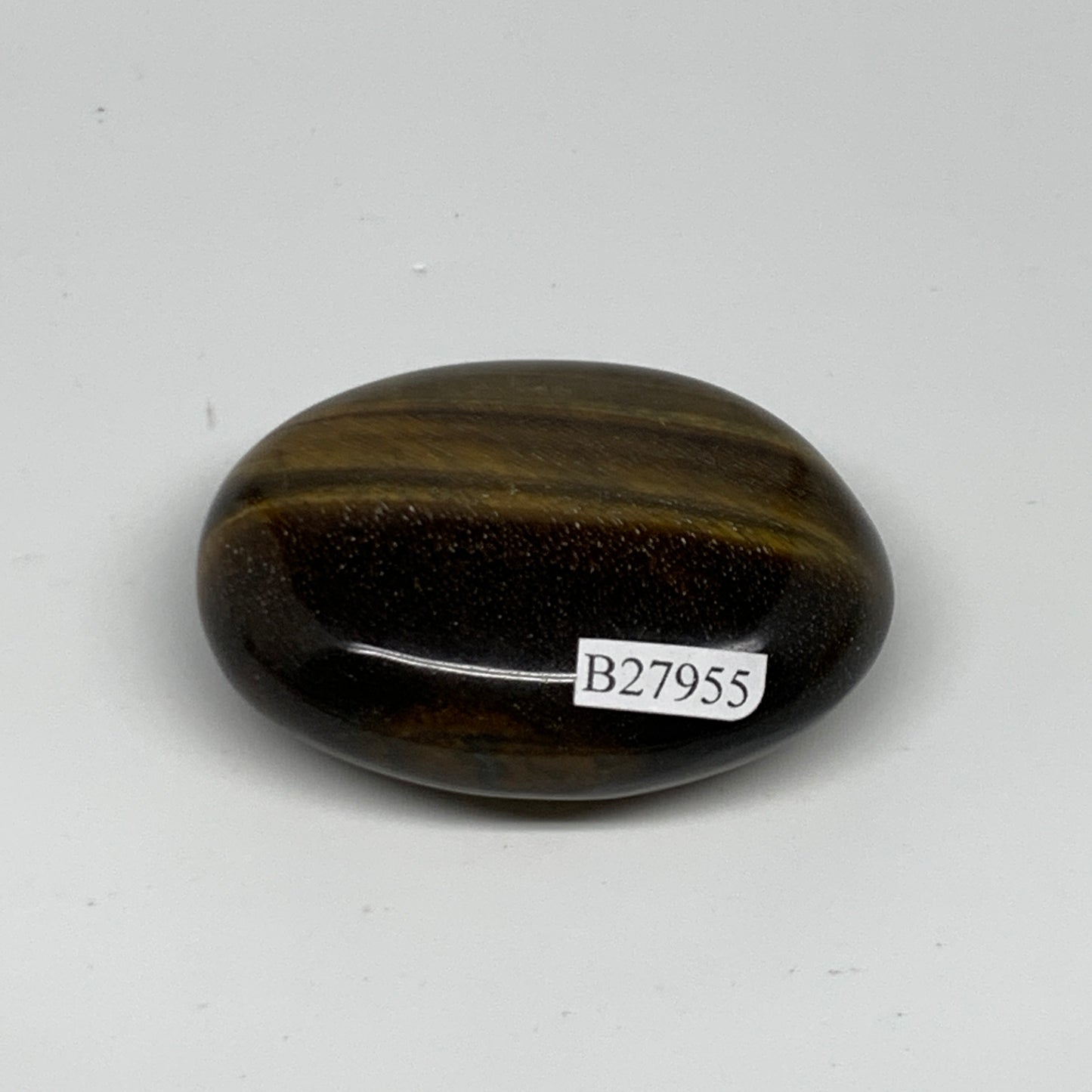 76.5g, 2.2"x1.6"x0.8", Natural Tiger's Eye Palm-Stone Gemstone @India, B27955