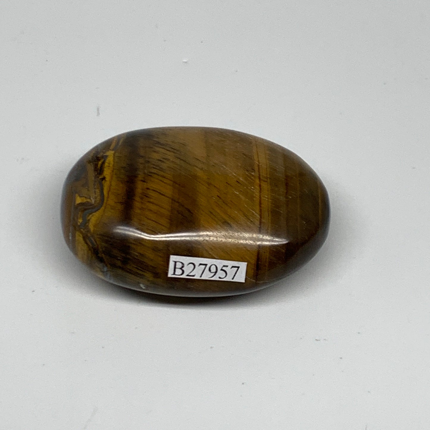 78.9g, 2.2"x1.6"x0.7", Natural Tiger's Eye Palm-Stone Gemstone @India, B27957
