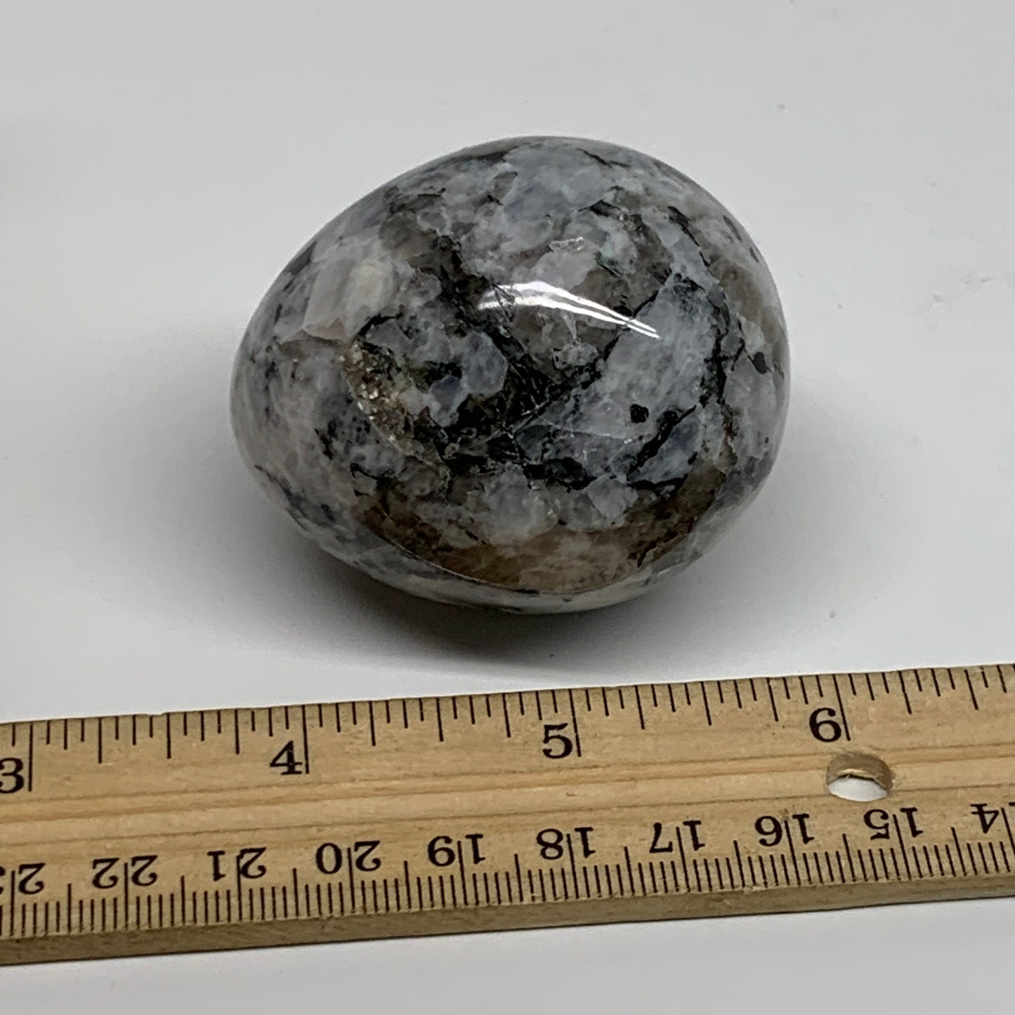 158.1g, 2.2"x1.8", Natural Gemstone White Rainbow Moonstone Egg, B34412