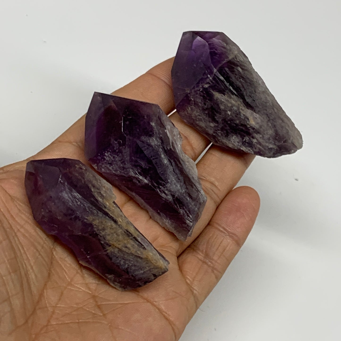 129.9g, 2.2" - 2.3", 3pcs, Amethyst Point Polished Rough lower part, B32400