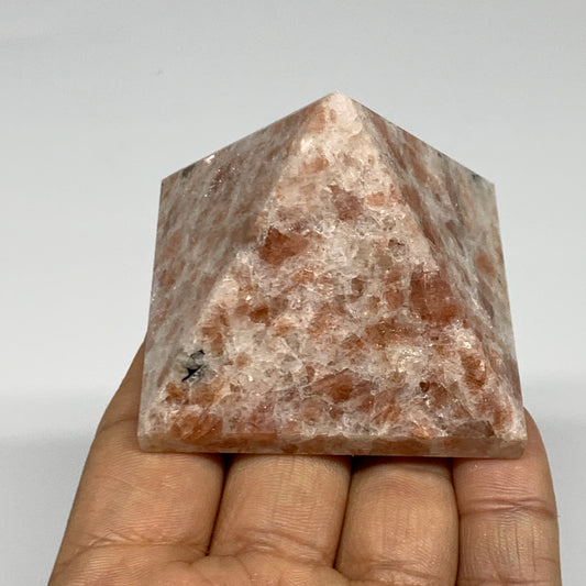0.33 lbs, 1.7"x2.2"x2.2", Sunstone Pyramid Gemstone, Polished Gemstone, B31777