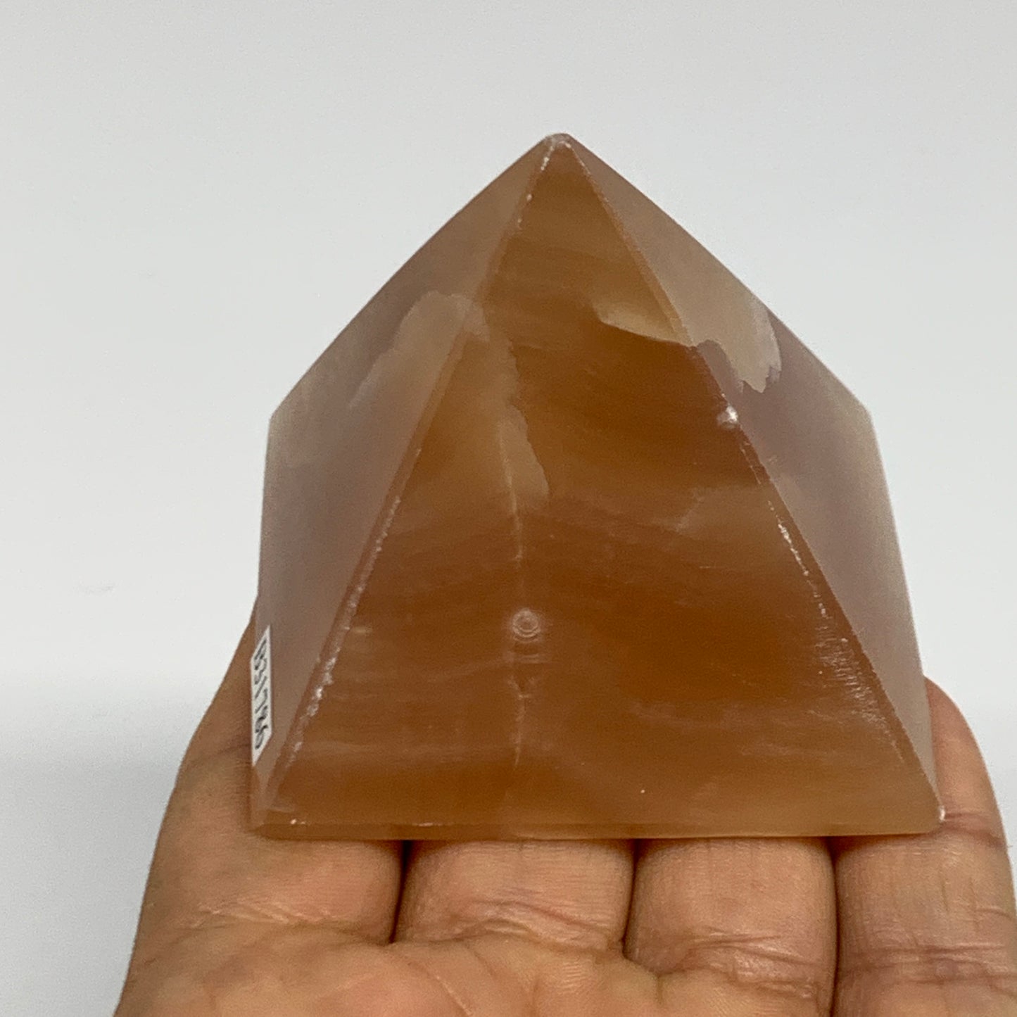 176.5g, 2.1"x2.2"x2.1", Honey Calcite Pyramid Gemstone, Crystal, B31786