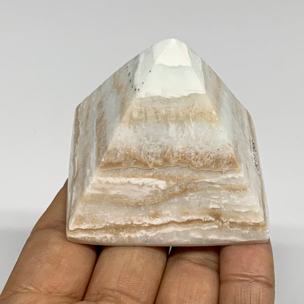 167.4g, 2"x2"x2.2", Caribbean Calcite Pyramid Gemstone, Crystal, B31788