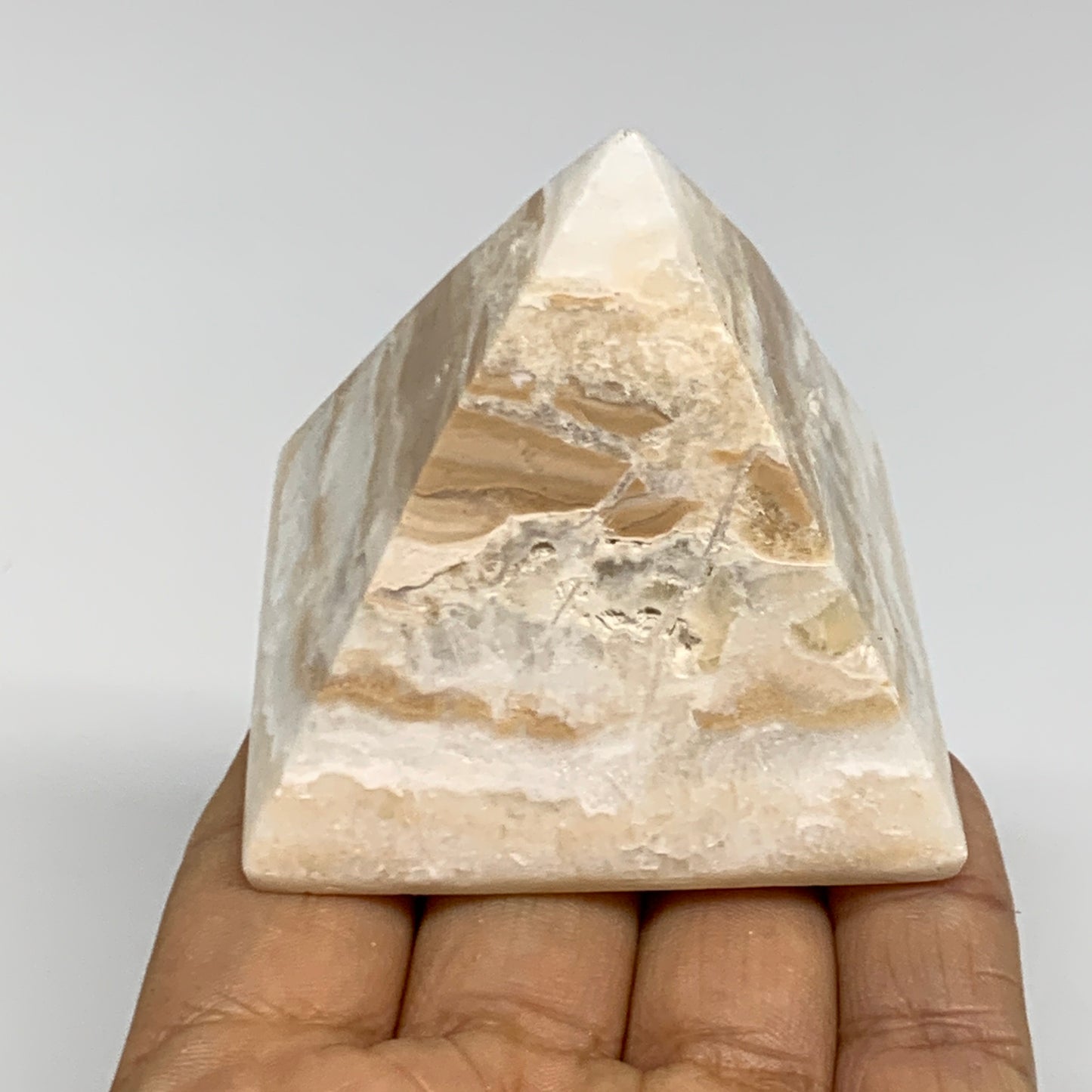 203.5g, 2.1"x2.2"x2.2", Caribbean Calcite Pyramid Gemstone, Crystal, B31789