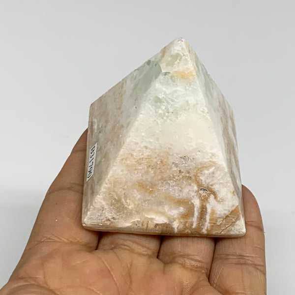 147.2g, 2"x2.1"x1.9", Caribbean Calcite Pyramid Gemstone, Crystal, B31790