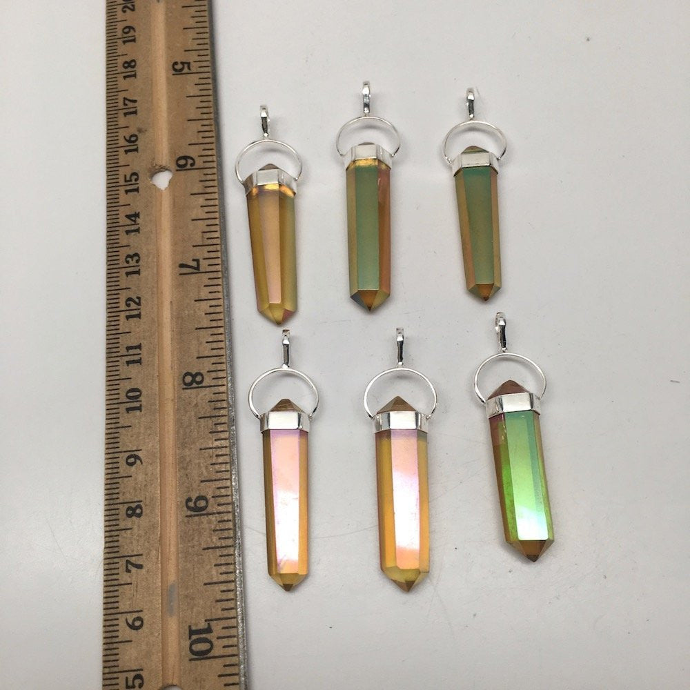 1pc, Moss Green Twan Point Pendant Sterling Silver Handmade @Brazil, P001,Bp385 - watangem.com