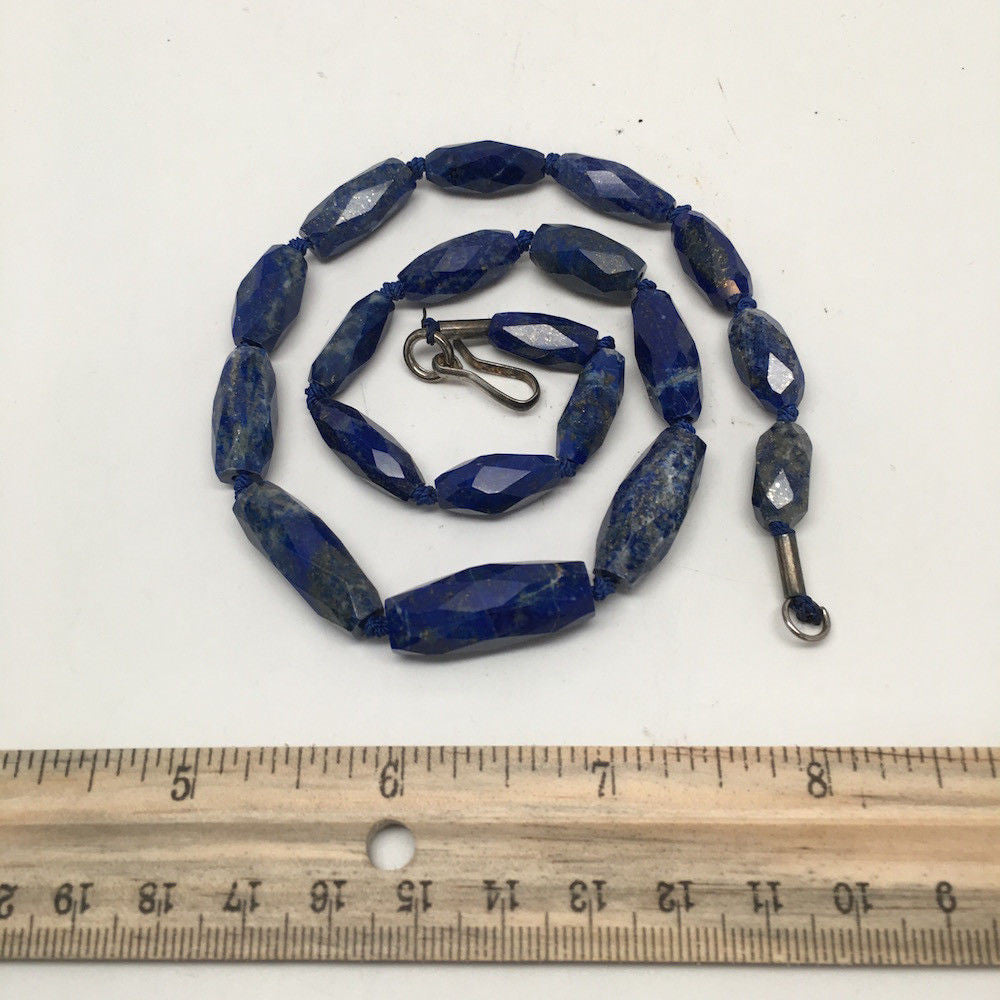 39.1 Grams 100% NATURAL Faceted Lapis Lazuli Beads Strand from Afghanistan, FB06 - watangem.com