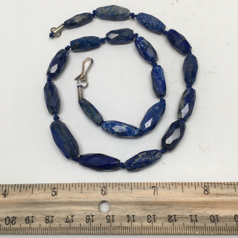 41.5 Grams 100% NATURAL Faceted Lapis Lazuli Beads Strand from Afghanistan, FB04 - watangem.com