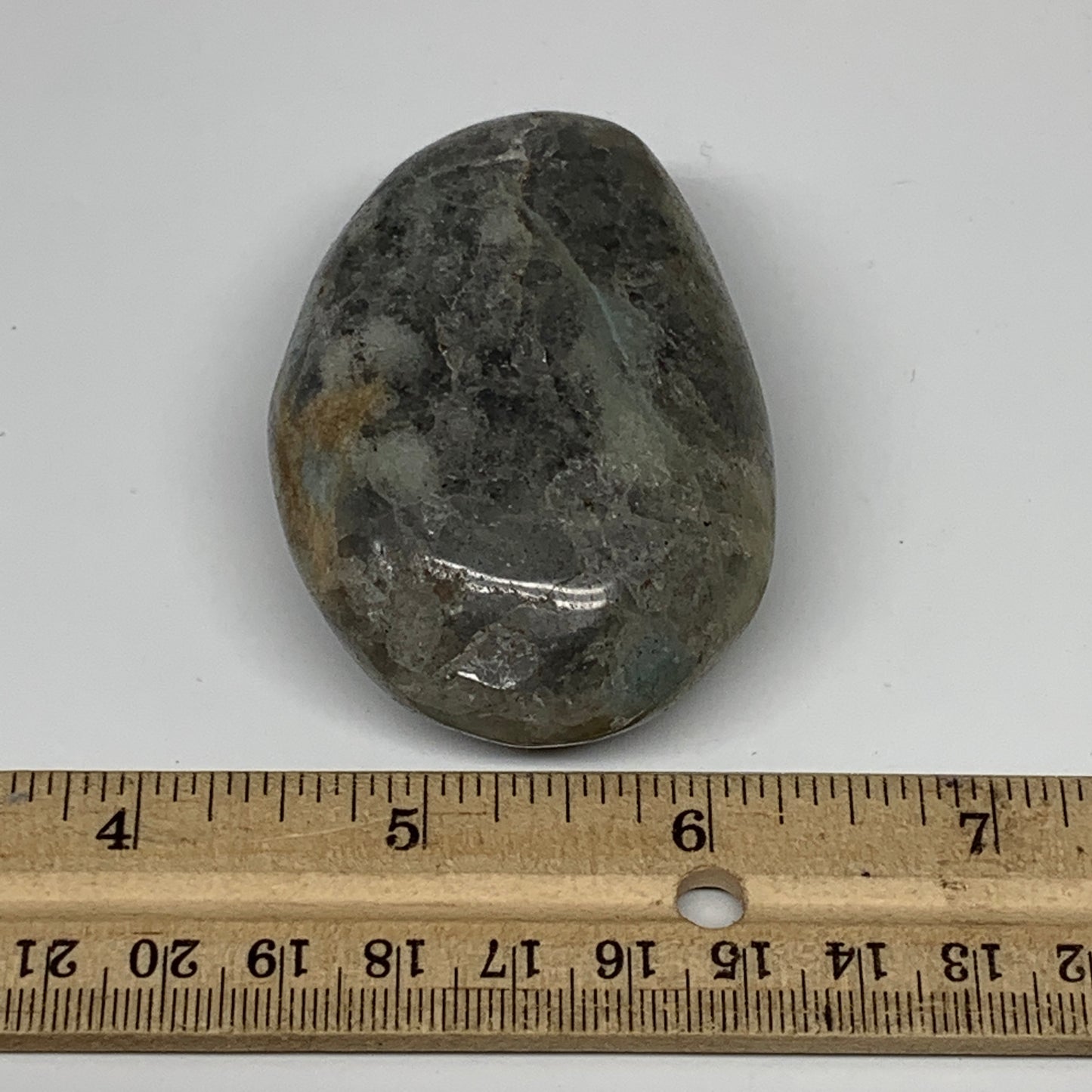 124.5g, 2.7"x1.9"x1"Blue Quartz Palm-Stone Crystal Polished Reiki Energy,B3926