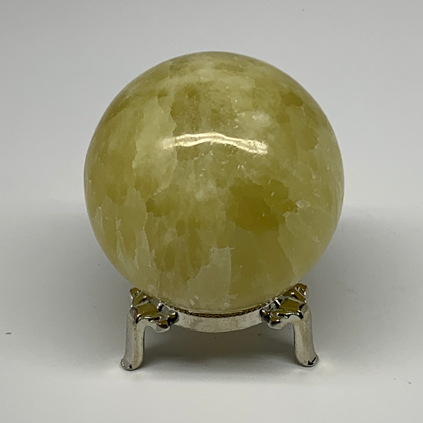 1.11 lbs,2.7"(69mm) Lemon Calcite Sphere Gemstone,Healing Crystal,B26047